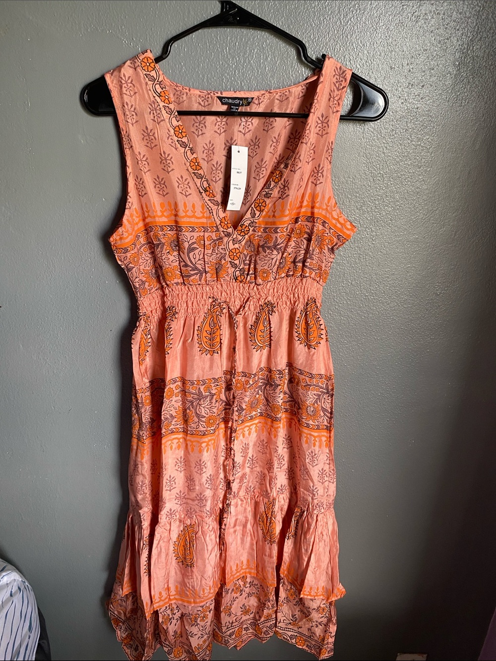 Pink Paisley Print Maxi Dress with Smocked Waist